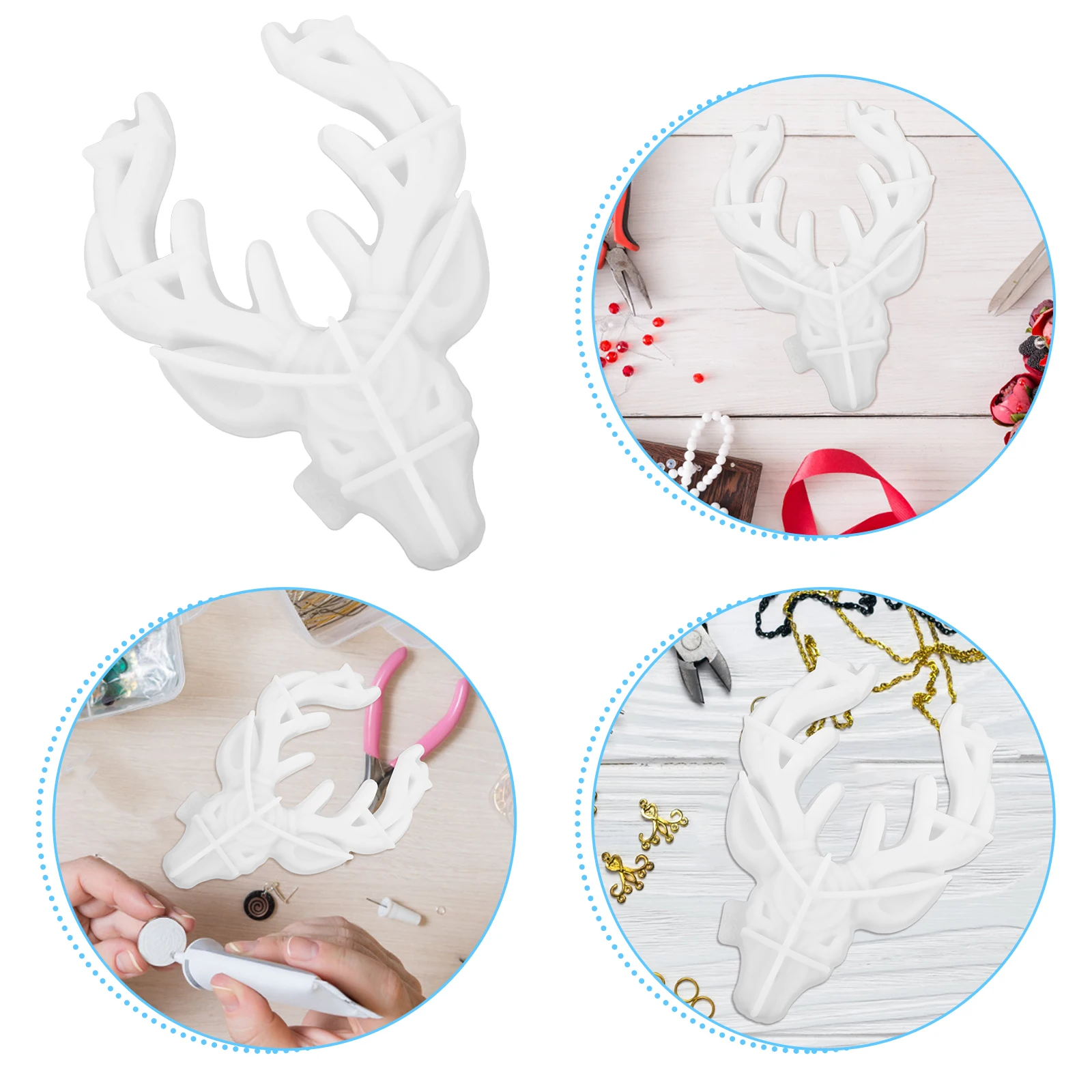 

Deer Head Shaped Silicone Mold for DIY Crafts Wall Decor 9466 White Reusable Epoxy Resin Non Stick Clean Flexible Jewelry