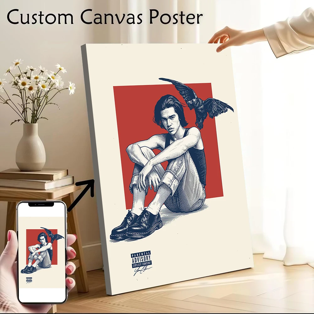 

Conan Gray and Crow With Parental Advisory Poster Customizable Printed Canvas Painting for Pictures Wall Art Wand Deko Bedroom