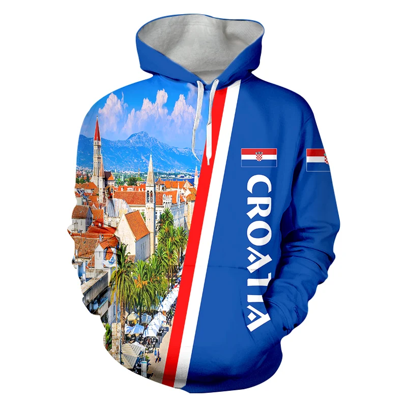 

Мужской свитер с капюшоном на молнии и 3D принтом национального флага Хорватии, спортивная одежда, мужская одежда для футбола, брюки, Прямая поставка, куртка, костюм