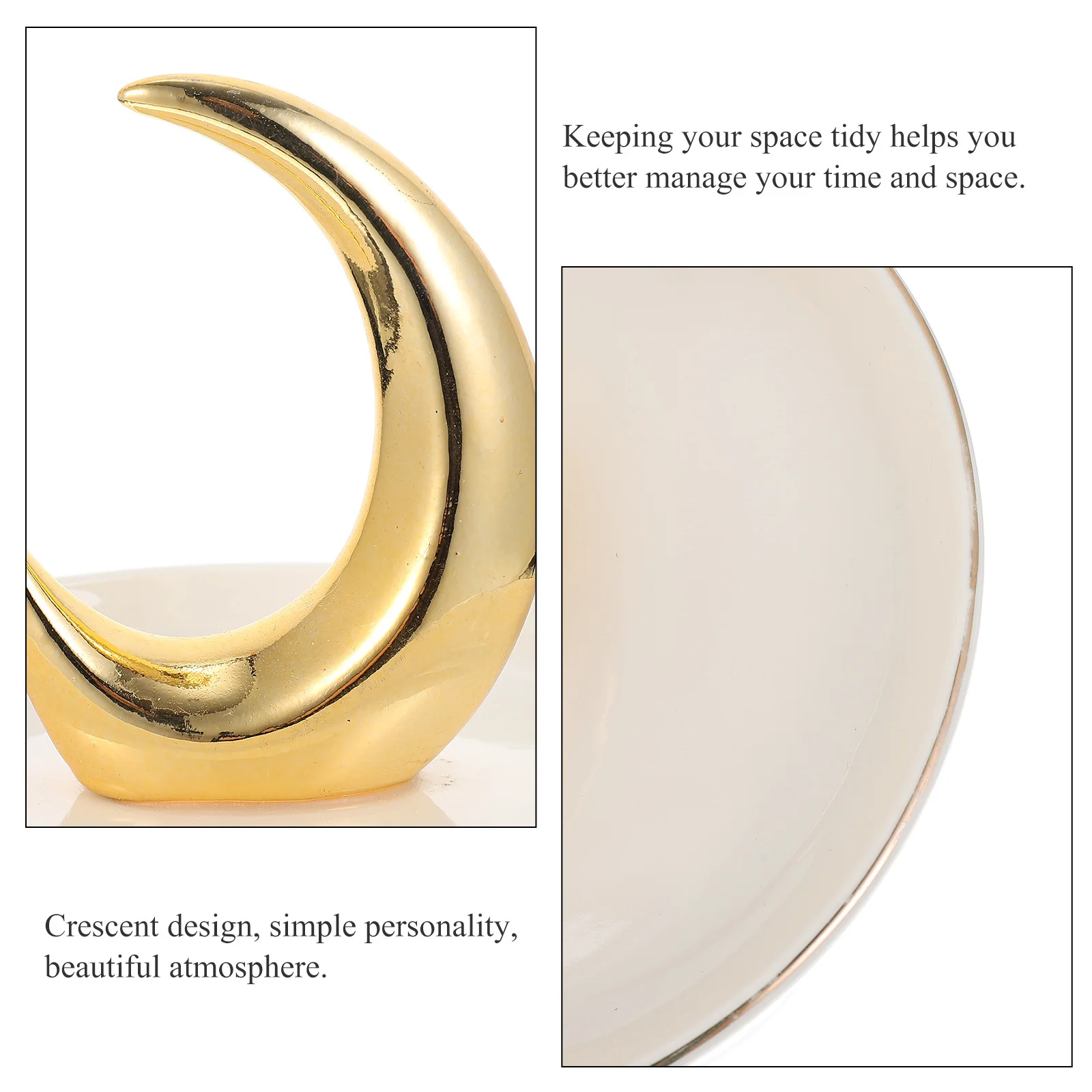 

1Pcs Ceramic Moon Tray Exquisite Jewelry Organizer Versatile Storage Plate for Rings Earrings Necklaces Bracelets