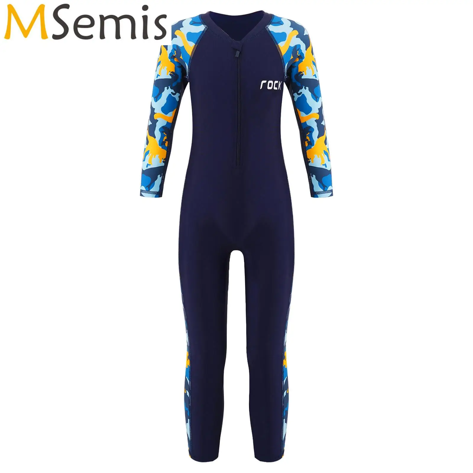 

Kids Boys One-piece Swimsuit Long Sleeve Front Zipper Full Body Diving Swimwear Bathing Suit Surfing Jumpsuit Athletic Swimwear