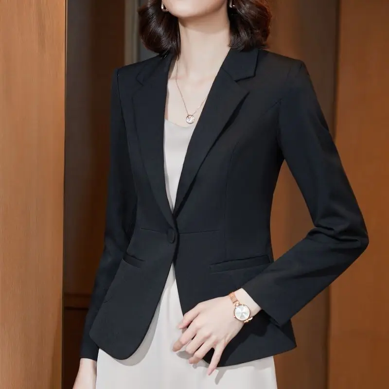 2024 Spring and Autumn High End Fashion Simple Casual Commuting Slim Fit Solid Color Versatile Oversize Long Sleeved Suit Coat