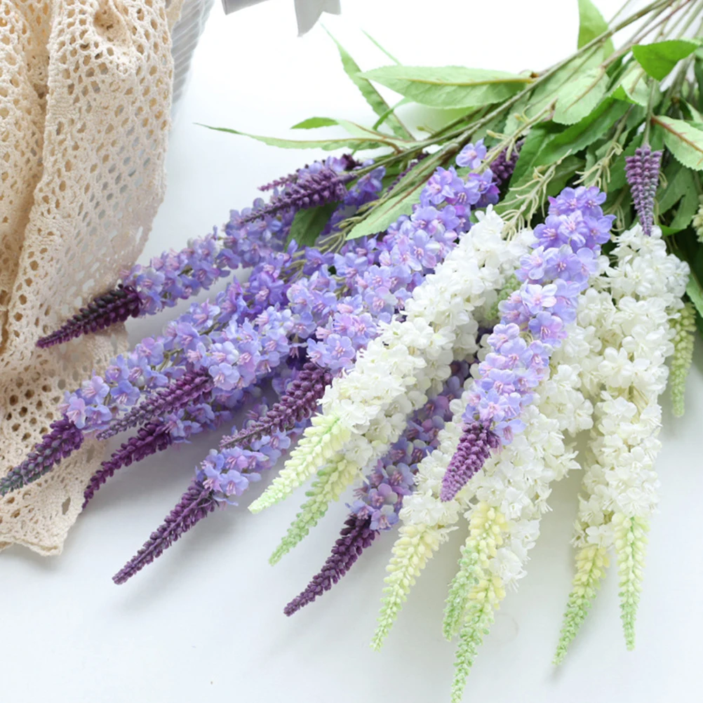 

4Pcs Artificial Lavender Flowers Decor Faux Outdoor Plants Wedding Bridal Shower Prom Bouquet Events No Watering Required