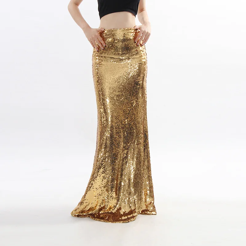 

Spring Autumn New Half Body Fish Tail Skirt with Hip Wrapping Elegant Female Style Waist Cinching Slimming Shiny Glitter Skirt