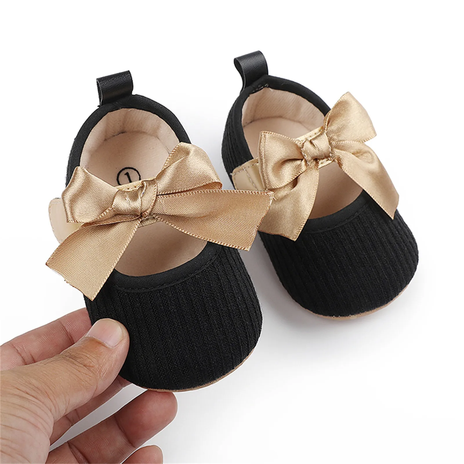 

2024 Toddler Kids Infant Girls Soild Colour Bowknot Princress Shoes Soft Sole The Floor Barefoot Non Slip First Walkers Hot Sale