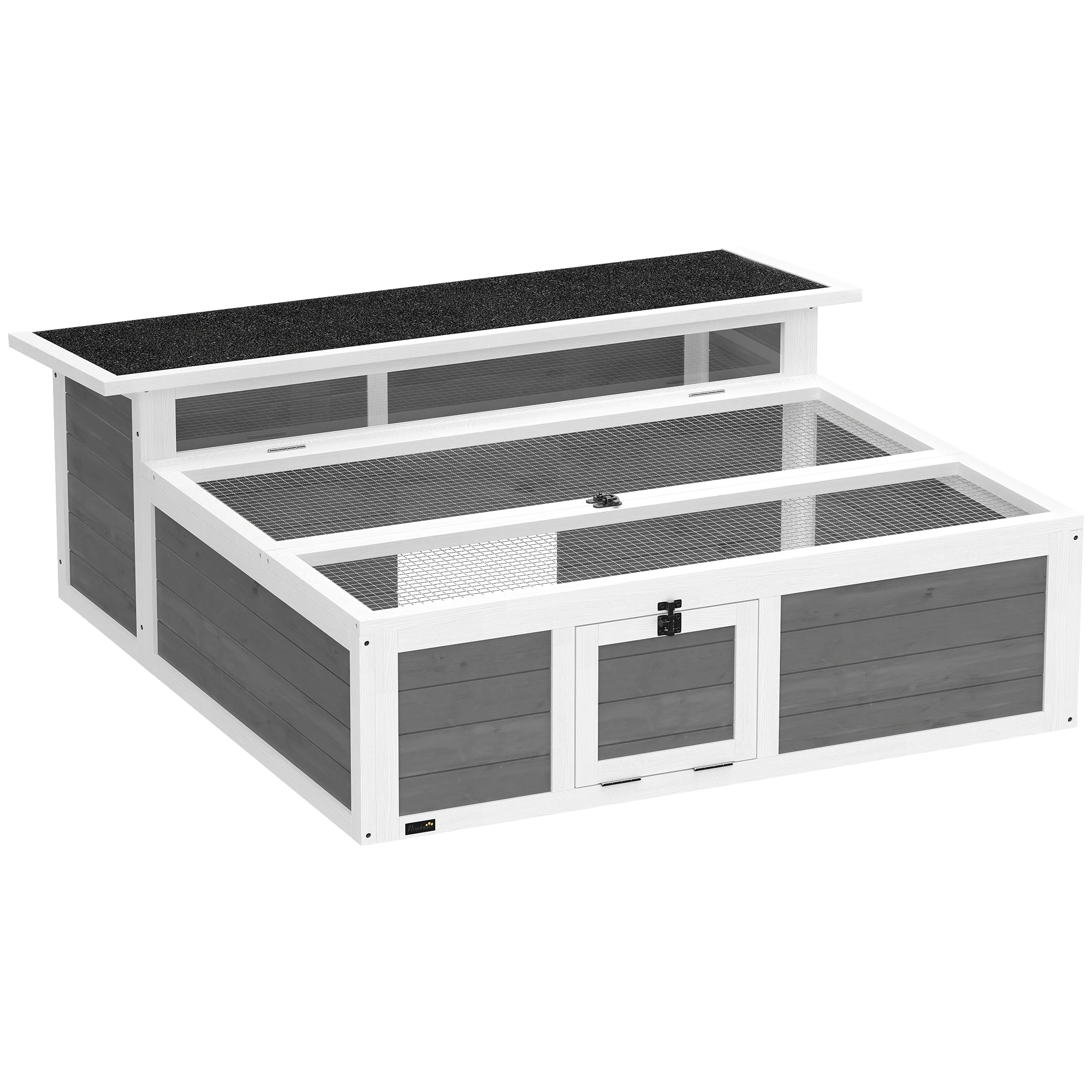 Maison pour tortues en bois Pawhut, terrarium pour reptiles, fenêtre transparente, toit pliable, 113x106,5x44,5 cm, gris foncé