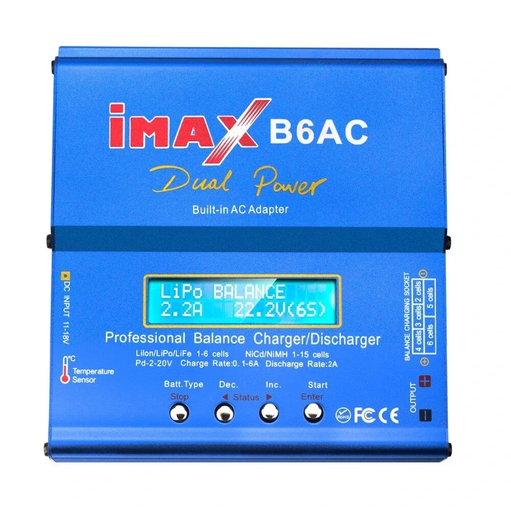 شاحن توازن محدث IMAX B6AC 80W 6A ، تفريغ بطارية Lipo/li-ion/LiFe/NiMh