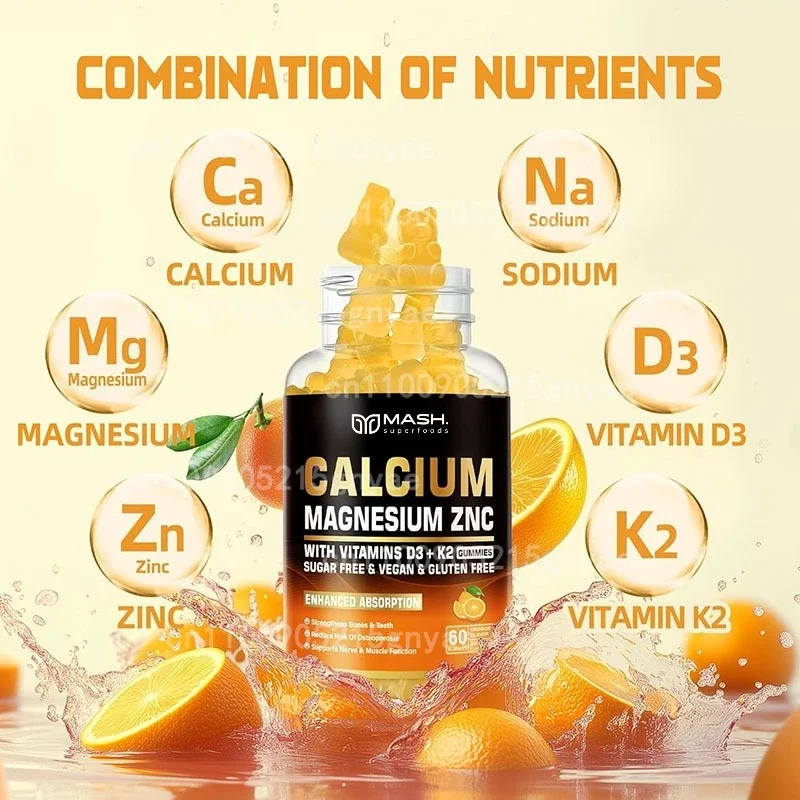 

Elder-60 Gummies Calcium Magnesium Zinc with Vitamins D3 K2 for Skeletal Muscle & Joint Health 60 Count