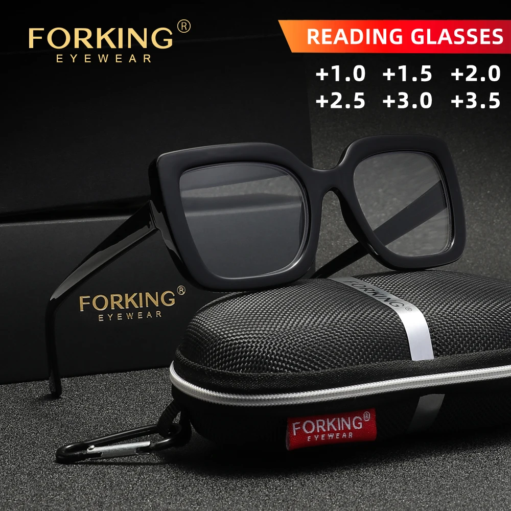 FORKING نظارات للقراءة إطار سميك للرجال النساء طول النظر الشيخوخي نظارات القارئ + 1.0 + 1.5 + 2.0 + 2.5 + 3.0 + 3.5