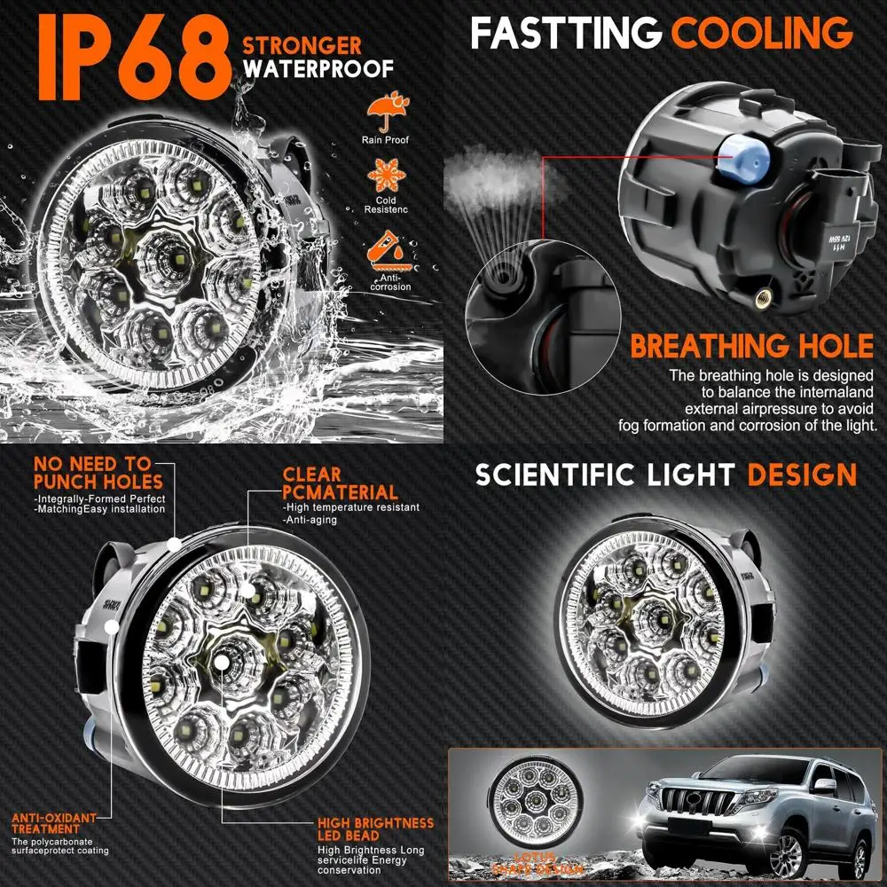 

Pair of 55W 6000K LED Fog Lights for 2010-2013 Infiniti G37, Plug-and-Play, Bumper Driving Lamps Replacement