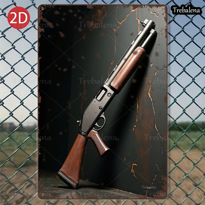 

1PC 2D Flat 8*12inch Metal Sign Vintage Gun Art Rustic Style Wall Decor