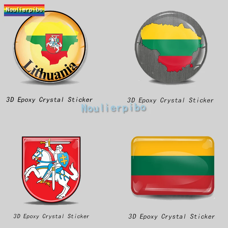 3D Epoxy Resin Car Dome Sticker Lithuania Flag Map Pvc Car Decoration Accessories Laptop Phone Vinyl Trolley Case Sticker