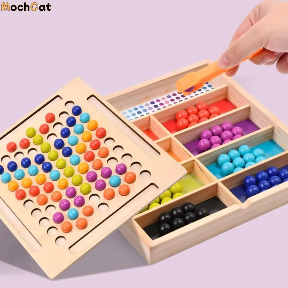 

Wooden Montessori Clip Beads Toy Rolling Bead Logical Thinking Bead Color Matching Game Learning Cartoon Color Sorting Game