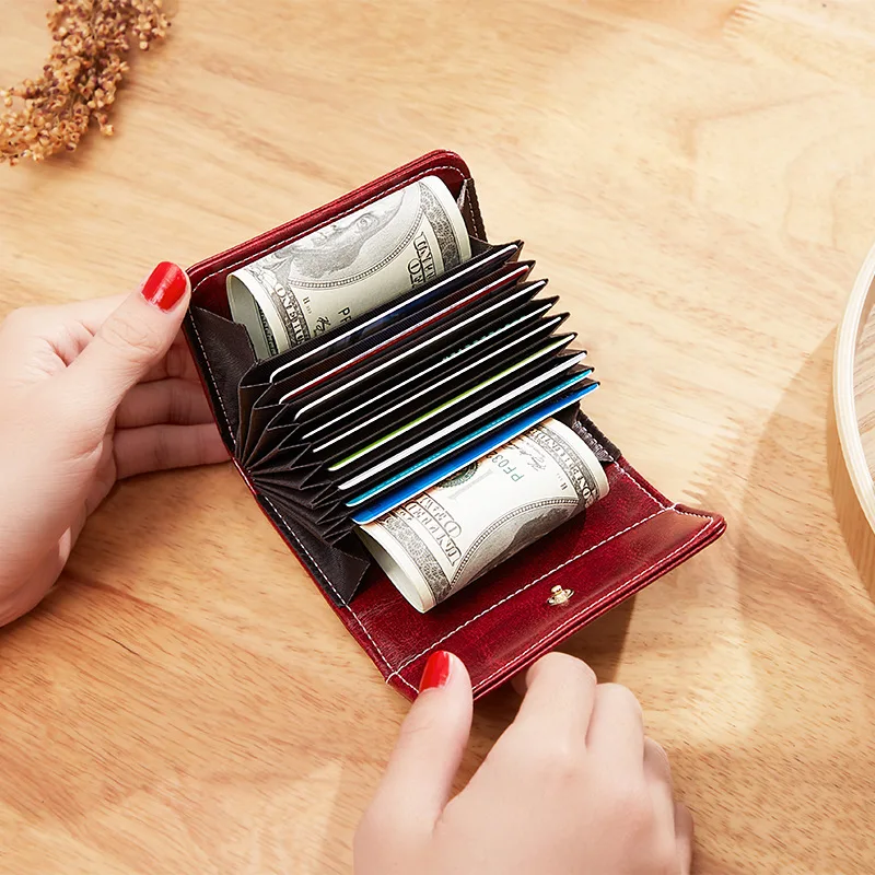 Mini Wallet Women Small Card Holder Purse Large Capacity Organ Credit Card Bag Fashion Buckle Coin Purse Business ID Card Case