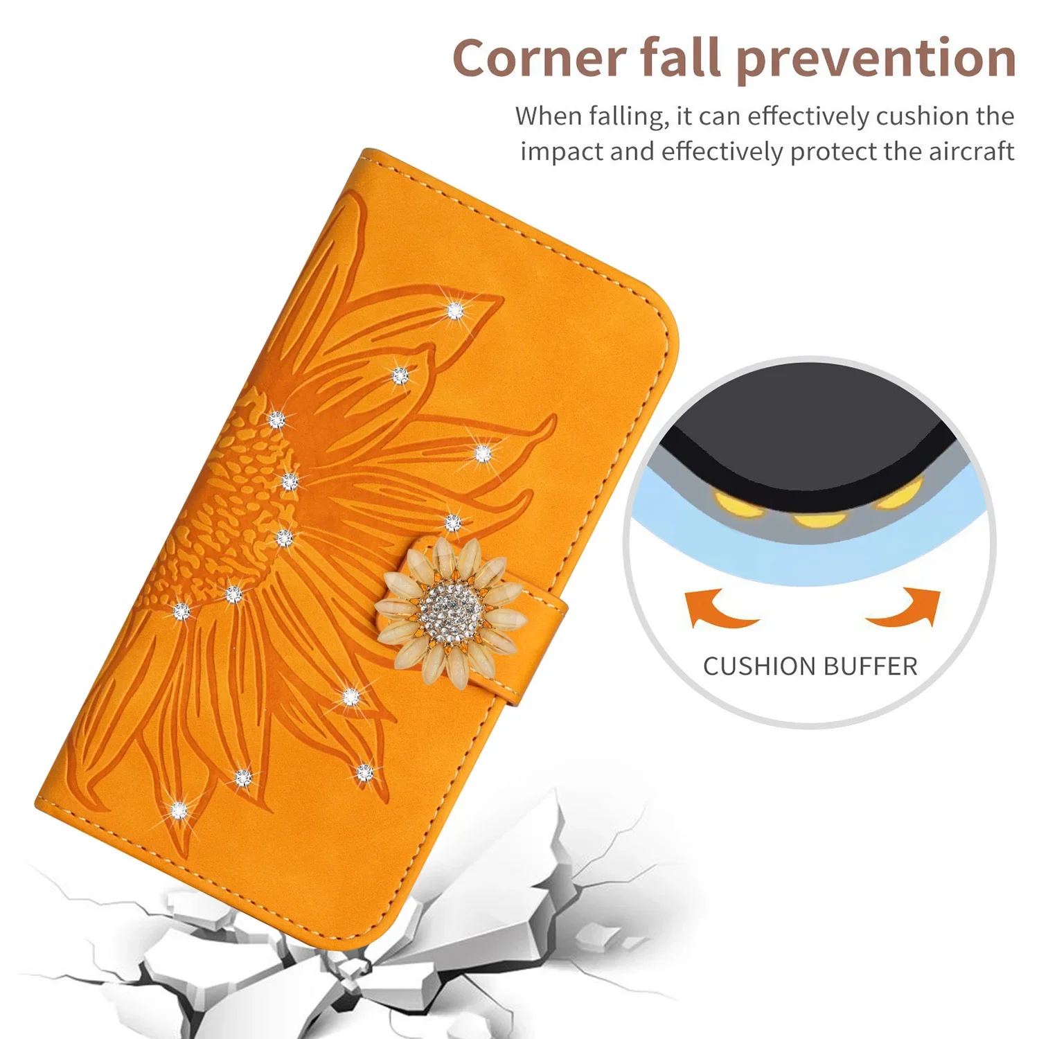 S25 S24 S23 Glitter Phone Case for Samsung Galaxy A56 A36 A26 A16 A06 A55 A35 A25 A15 Cases Sunflower Leather Wallet Flip Cover