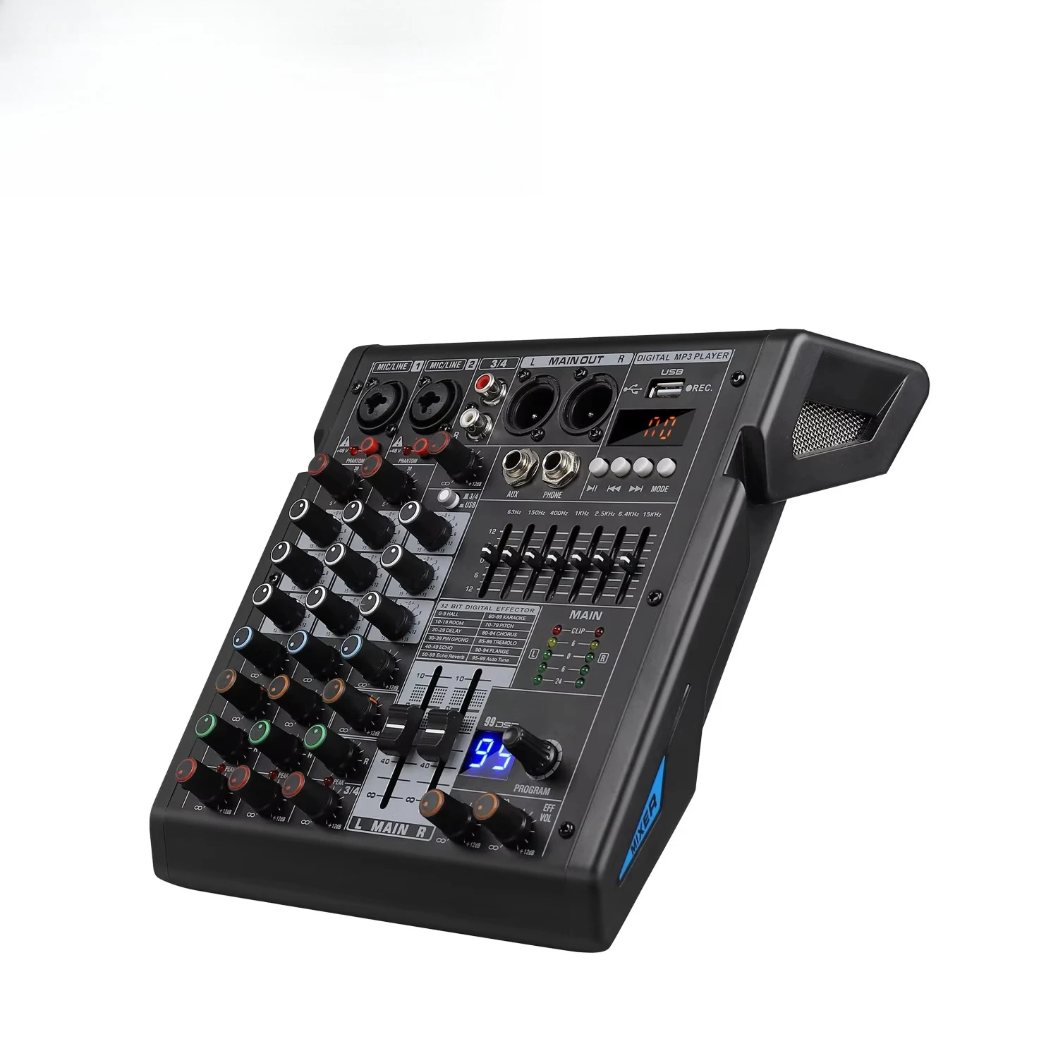 4-channel sound mixer 99 effects 7-band equalizer USB computer playback recording Bluetooth Dj party mixing console table