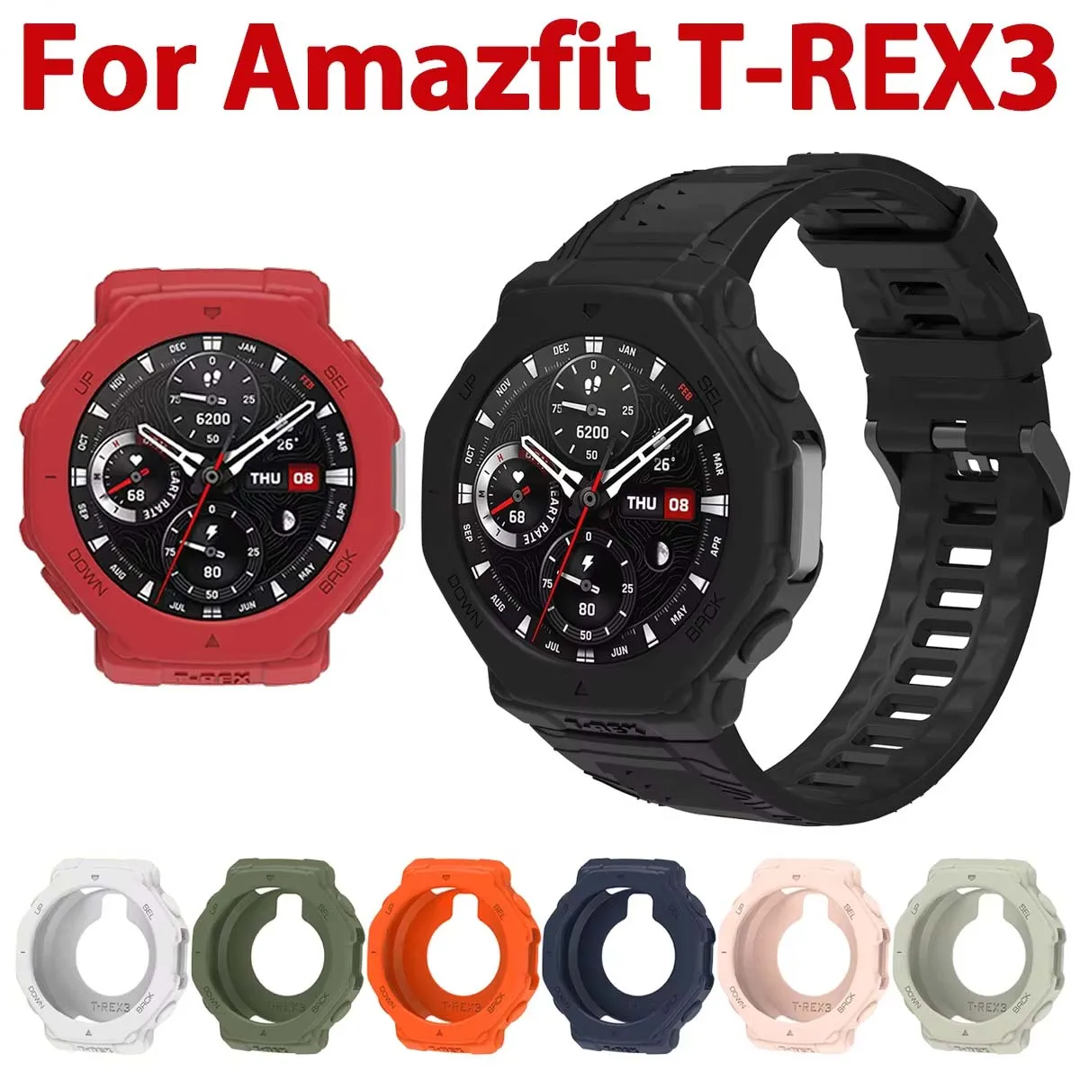 

TPU Protective Case For Amazfit T-rex 3 Smart Watch Strap Cover Soft Silicone Bumper Huami Trex3 Protector Shell Accessoies