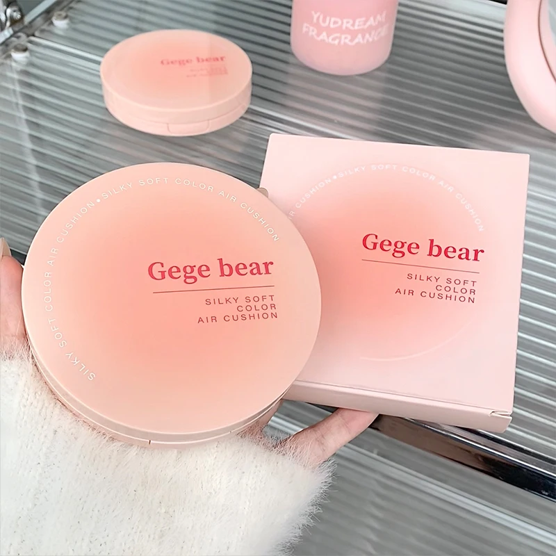 Almofada Gege Bear rosa leitoso – Capa macia fosca e desbotada, acabamento nude semelhante à pele, uso 12 horas, base leve de beleza limpa