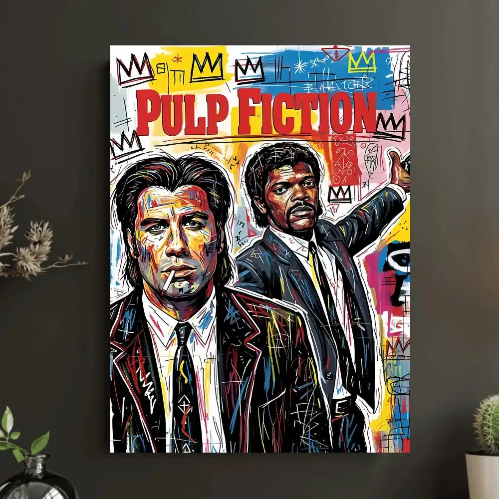 P-Pulp F-Fiction Movie Classic Poster Wall Art Sticky for Living Room Bedroom Office Hallway Bar Home Decor Gift Idea