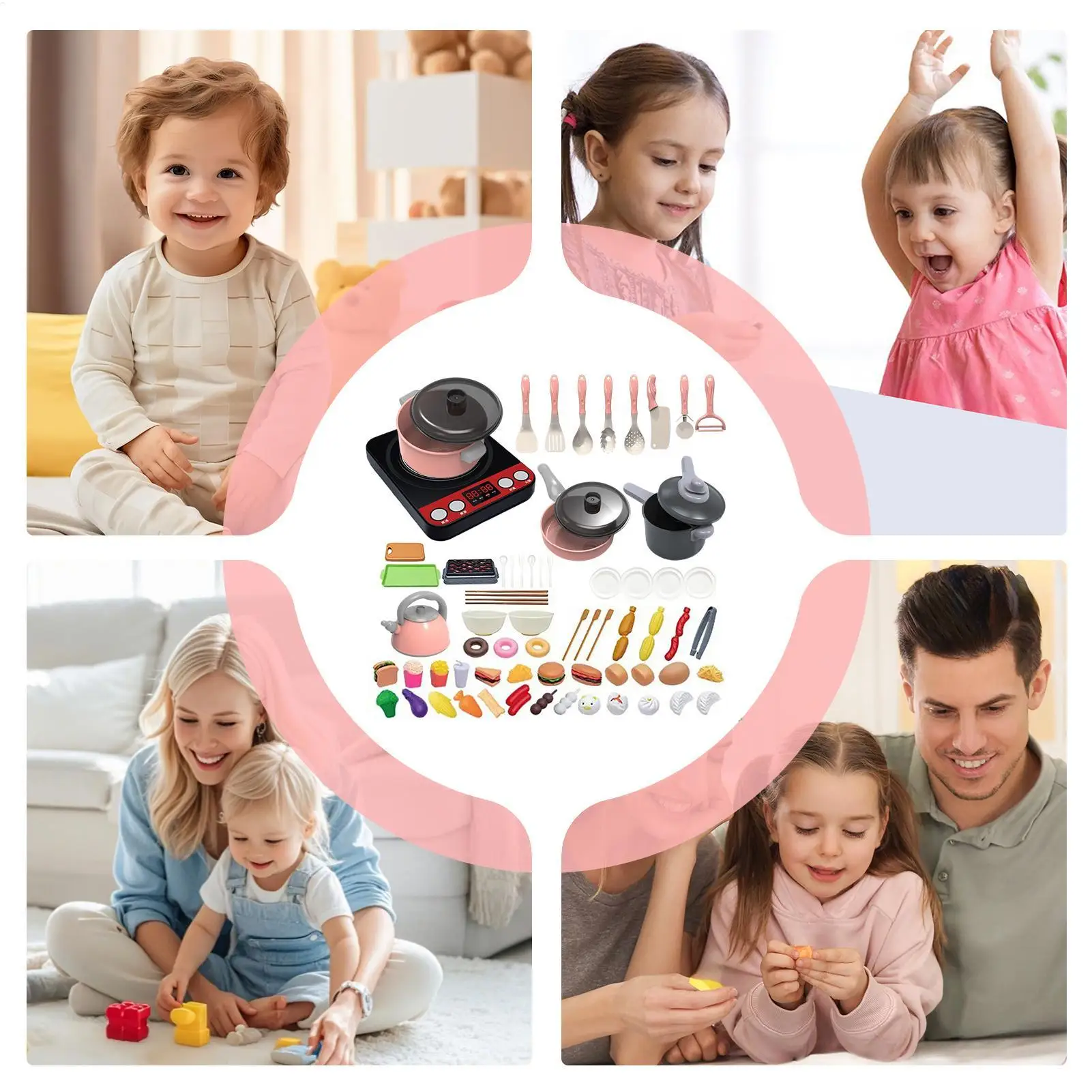 Speelgoedkeukenaccessoires 71-delig Doe alsof kookpotten Pannen met geluid Keukenaccessoires voor 3-8 jaar oude meisjes Jongens