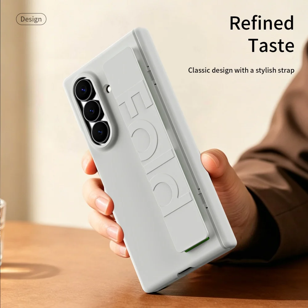 Etui na telefon z zawiasem i uchwytem na opaskę na nadgarstek do Samsung Galaxy Z Fold 8 7 6 5, etui Fold8 Fold7 Fold6, jednokolorowe, matowe, ochronne etui PC — zdjęcie produktu 2