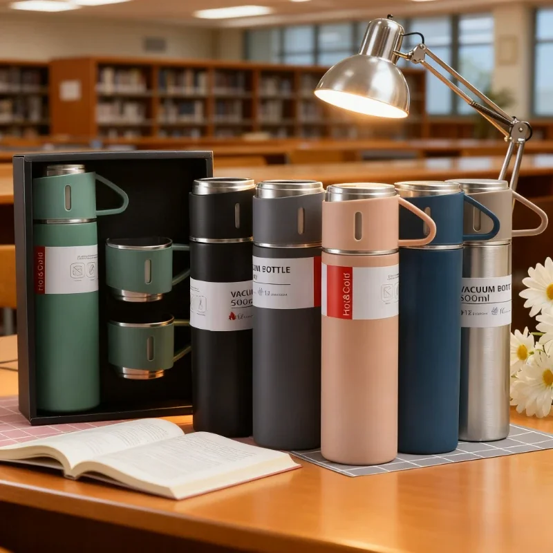 

3-Lid Insulated Stainless Cup | -20°C Heat Retention | Durable & Lightweight | Xmas Office Gift | Outdoor Travel Essential