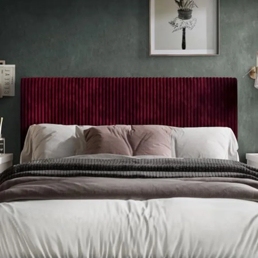 

Queen Corduroy Velvet Upholstered Adjustable Headboard Red