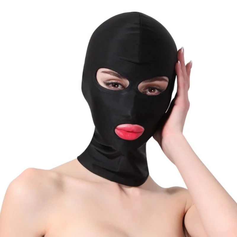 Unisex Black Elasticity Balaclava Cap Fetish Full Face Mask Standard Seamless Bondage Hood for Cosplay Party Hat Tactical Games