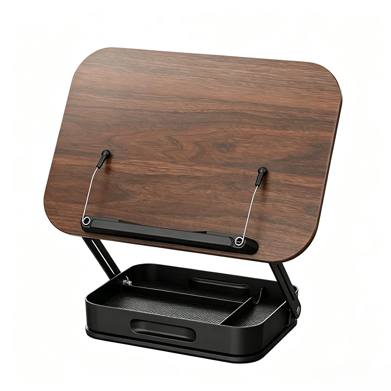 360° Rotating Book Stand with Storage Box, Desktop Reading Holder for Books Tablet, Student Reading Rack for Home School Office