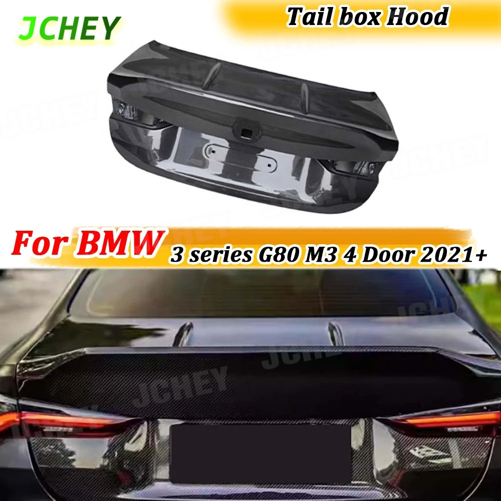 

JCHEY для BMW 3 серии G80 M3, 4-дверный 2021 + задний бампер из углеродного волокна, защита задних ворот, крышка багажника, декоративная панель FRP