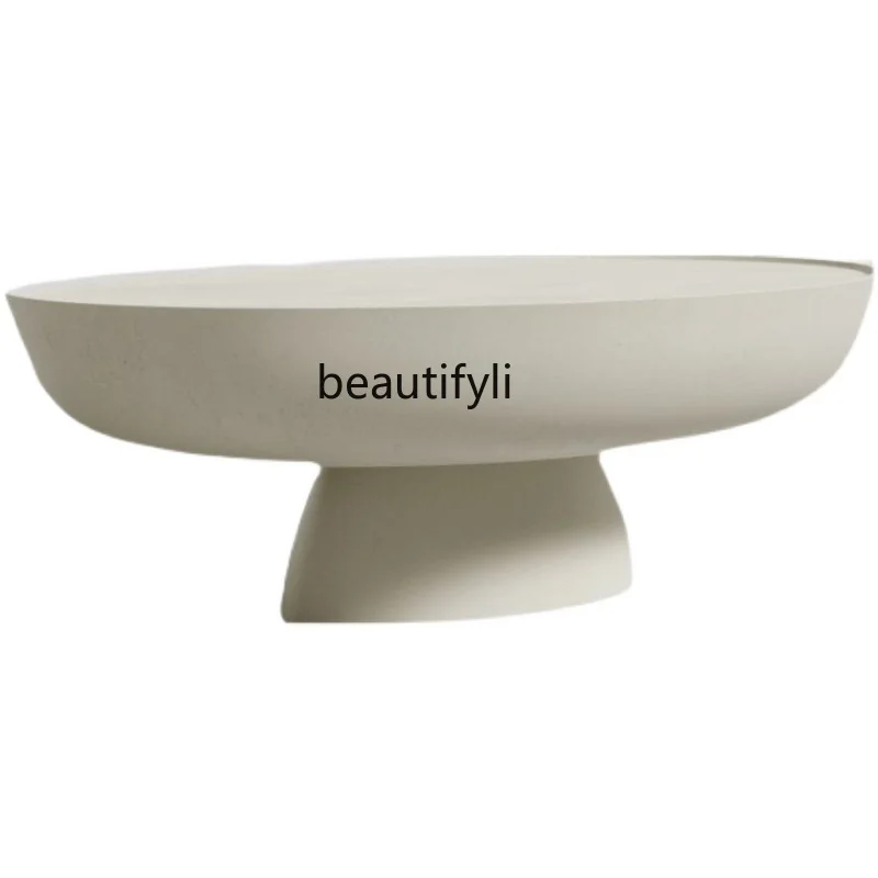 

yj Modern Minimalist Silent Style Coffee Table Oval Nordic Light Luxury Cream Style Size Combination House Silent