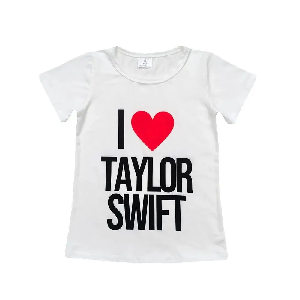 

GT0551 Baby Girls White I Love Singer Concert Short Sleeve Tee Shirts Tops