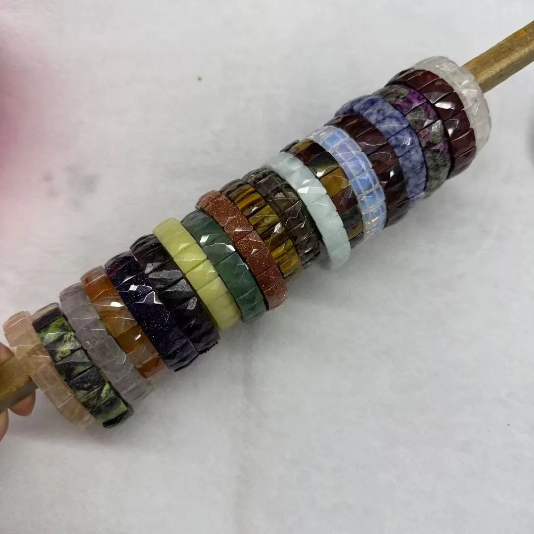Natural Stone 9*12mm  Faceted Bracelets Lapis Labradorite Crystal  Red Jasper Agate Howlite Rhodonite Unakite For Wholesale