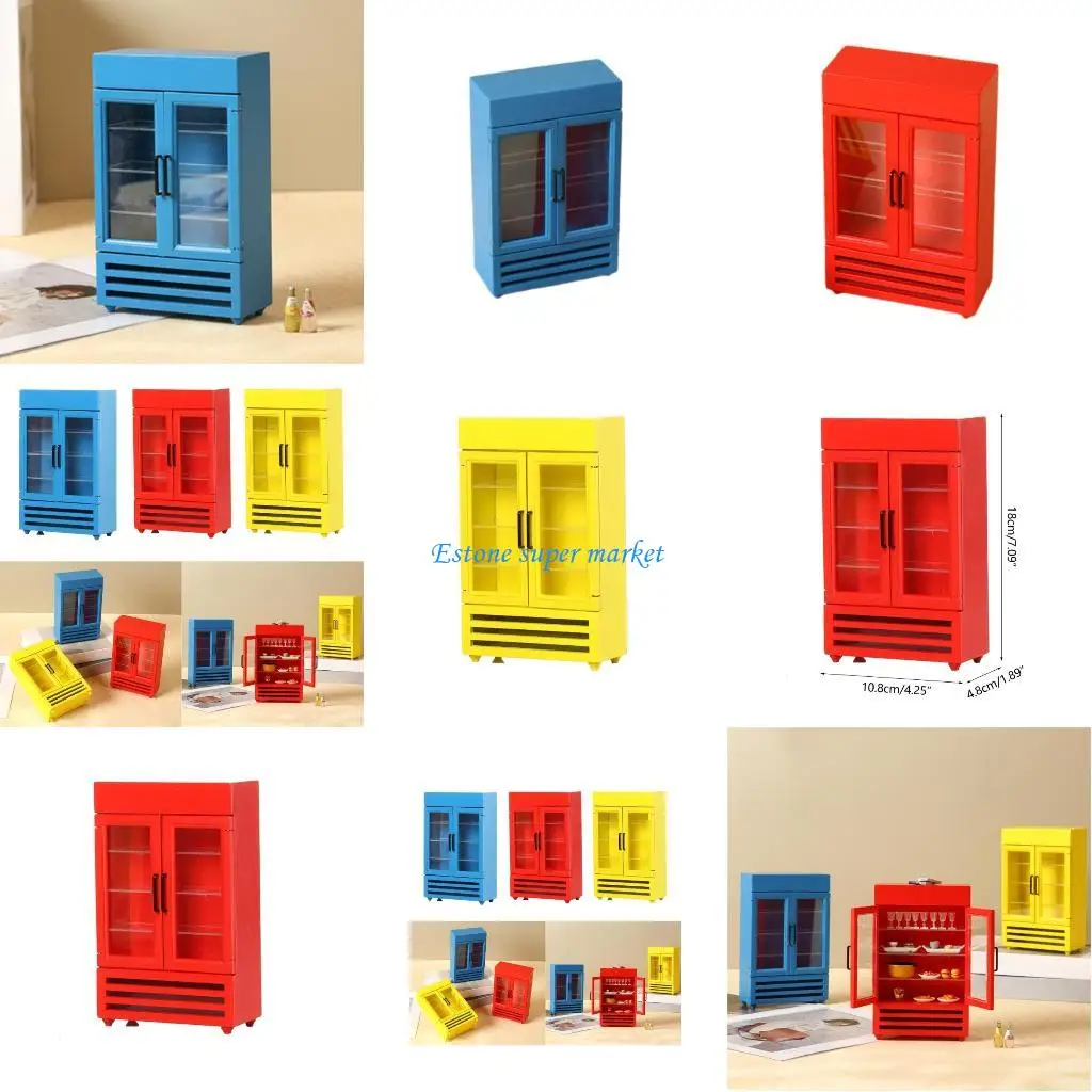 

090B Model Refrigerator Dollhouse Decorations Pretend Playset for Kids Girls