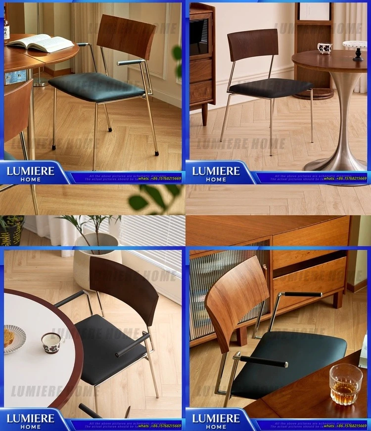 

Vintage Dining Chair for Home Use Solid Wood Designer Backrest Cafe Chair Minimalist Armchair for Kitchen Table Meeting Room