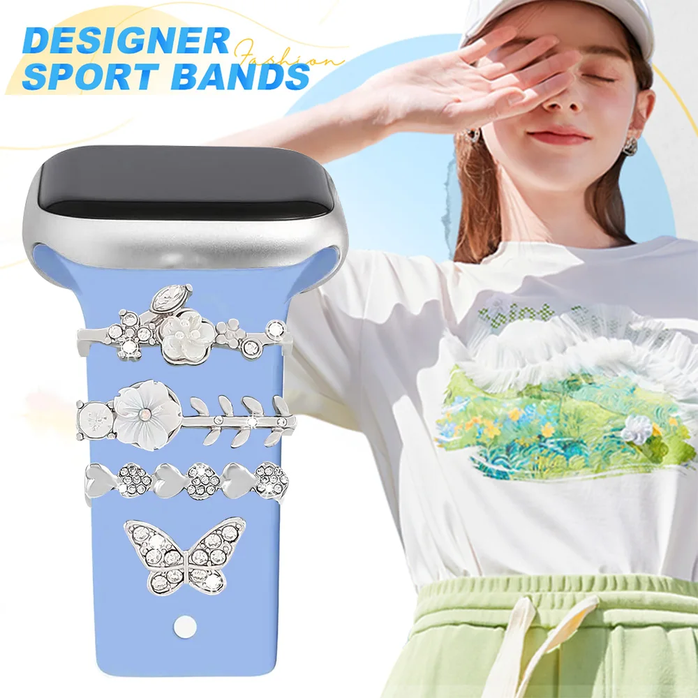 1 set of fashionable watchband accessories featuring butterfly and flower designs, suitable for iWatch 38mm, 40, 41, 44,45mm a
