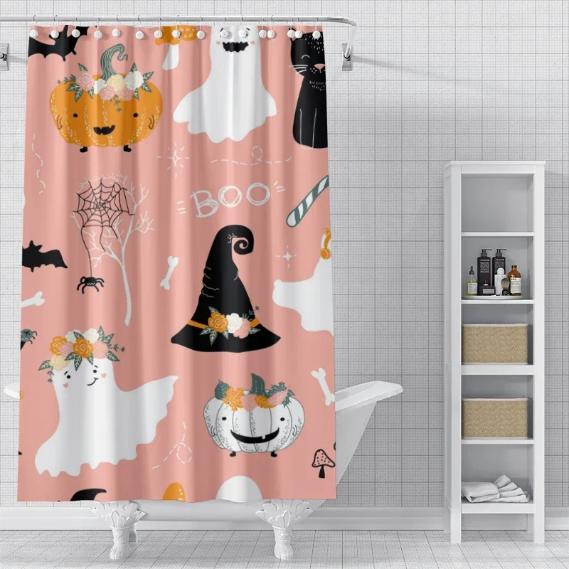 Home decoration shower curtains for bathroom waterproof curtain fabric Modern Nordic style Living Room Halloween Autumn Pumpkin