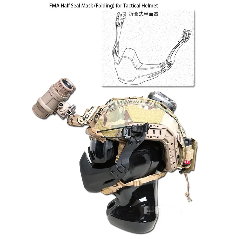 FMA-Folding Half Seal Mask, Sports Máscara Protetora, Capacete, A, B, DE, BK, FG, TB1363, TB1364