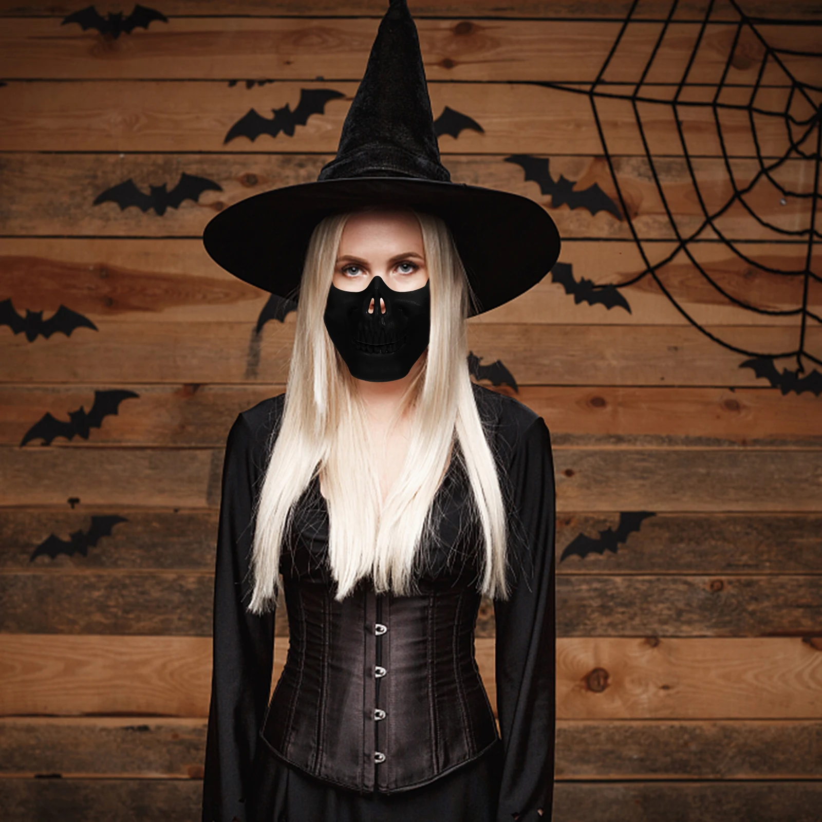 

Halloween Mask Black White Scary Skull Masquerade Protective for Cosplay CS Games Comfortable odorless