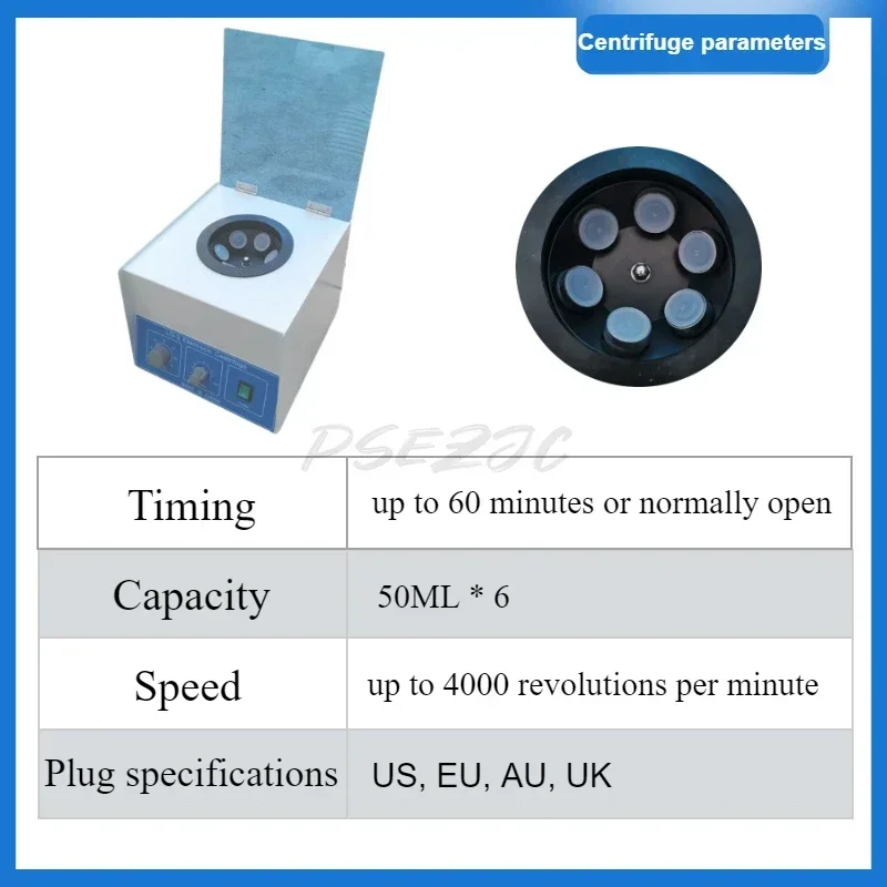 LD-3 Laboratory Centrifuge 50ml × 6 Tubes 4000rpm Electric Blood PRP Centrifuge Centrifugal 2770xg Centrifugal Force 110V / 220V