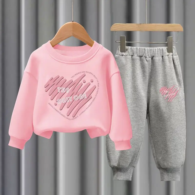

Kids Clothes Girls Spring Sweatshirts Top & Pants 2 Pieces Suit Teenage Girls Heart Tracksuits Toddler Girl Outfits Set