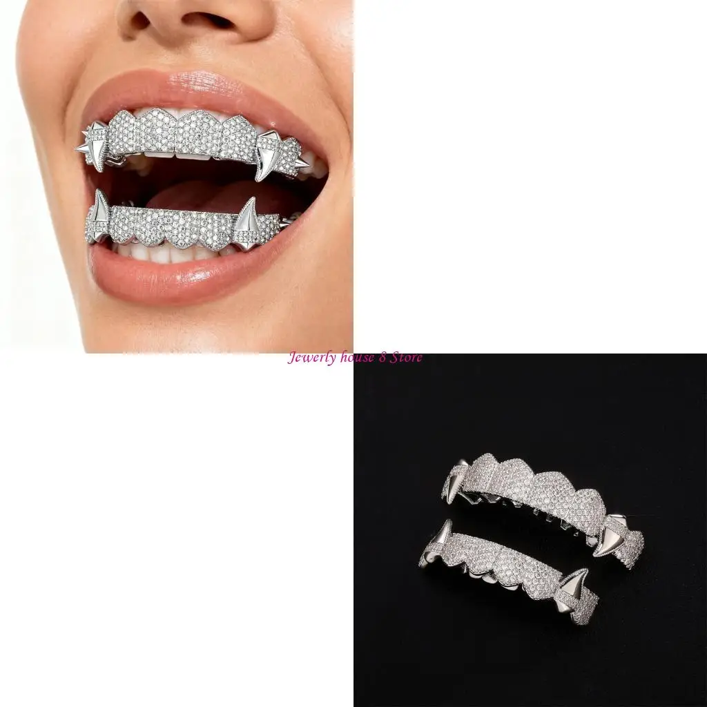Vampires Cosplay Teeth Copper Crafted Comfort Fit For Halloween Costume Parties
