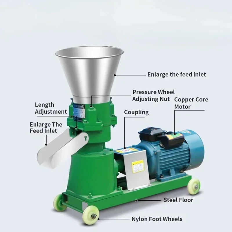 Mini Poultry Fish Animal Chicken Pig Food Feed, Grain Crusher Pelletizer, Maker
