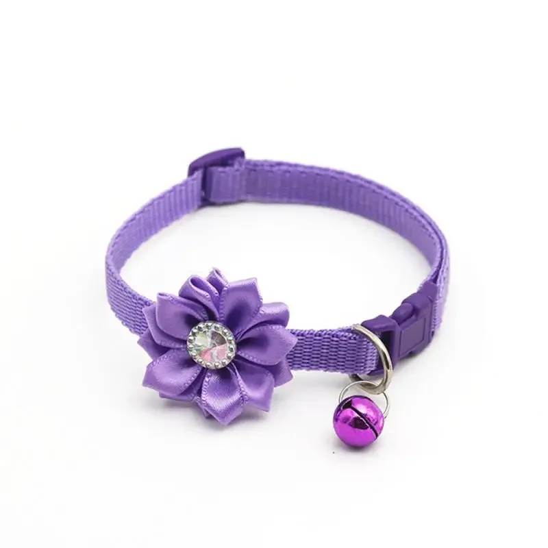 Small Cat Dog Collar Flower Bell Pet Neck Strap Adjustable Easy Wear Buckle Lovely Cat Necklace Cat Accessories Wholesale