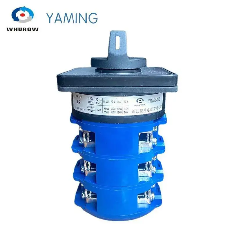 125A Three Poles LW26-125/3 Multi Position 660V Panel Mounting Cam Changeover Rotary Switch Silver Contact LW28 YMW26