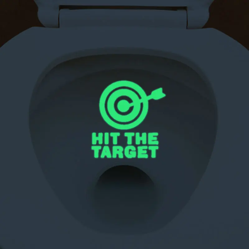 HIT THE TARGET Toilet Stickers Glow Waterproof Toilet Seat Posters Wc Washroom Reminder Sign Decals for Home Bathroom Decoration