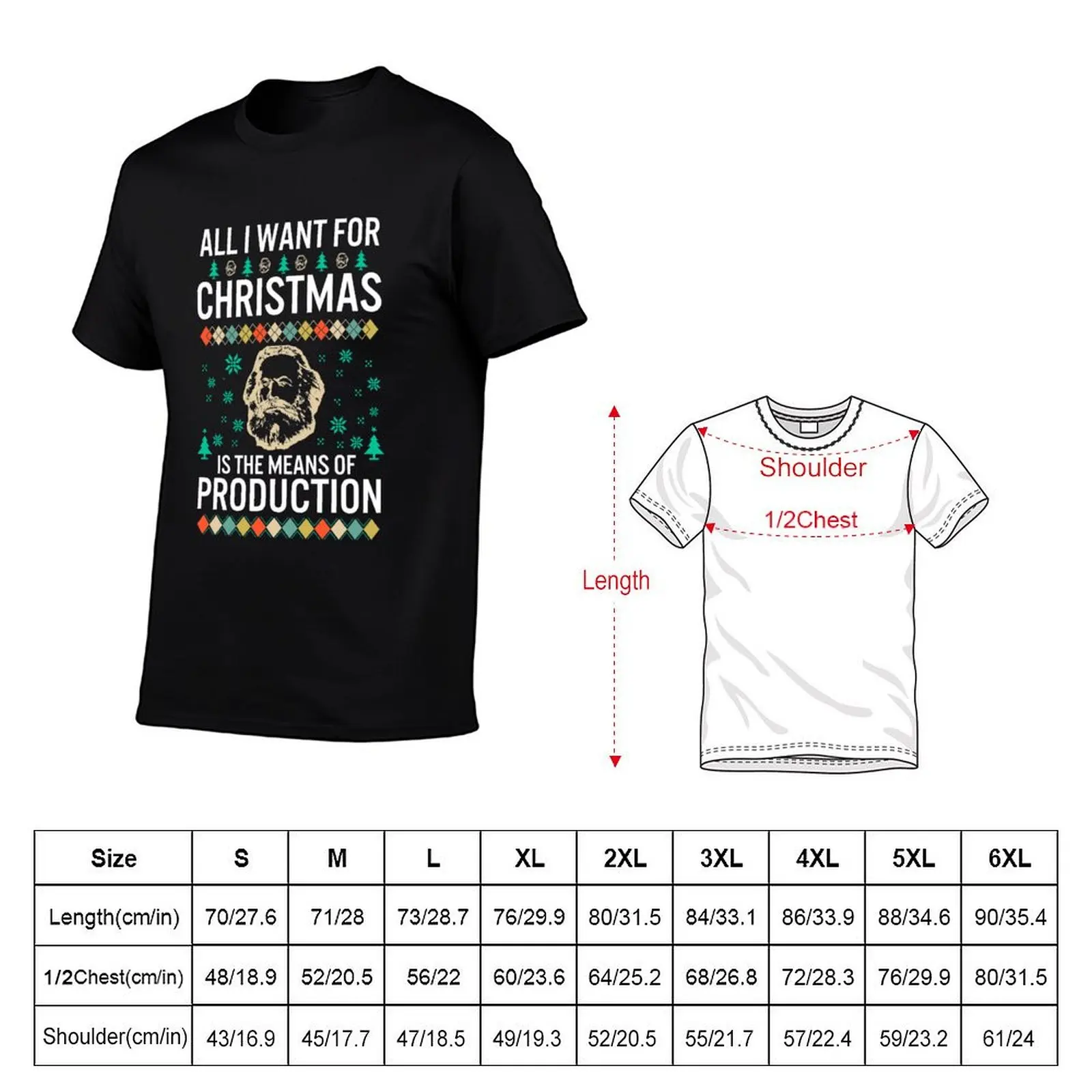 Karl Marx Christmas Red Ugly Sweater All I Want For Xmas Is The Means Of Production Gift T-Shirt