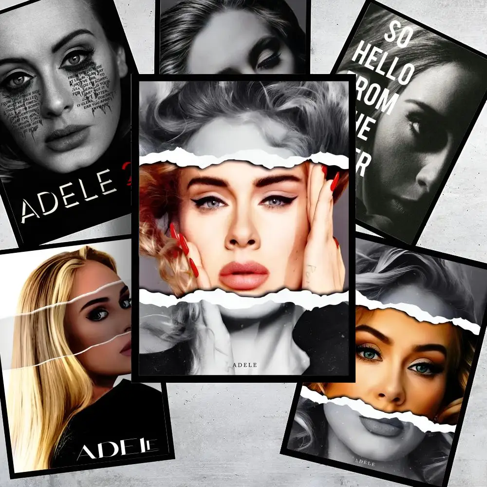 

A-Adele Singer Poster HD Art Stickers Self-Adhesive Painting Modern Home Decor for Bedroom Living Room Wall Decals Gift