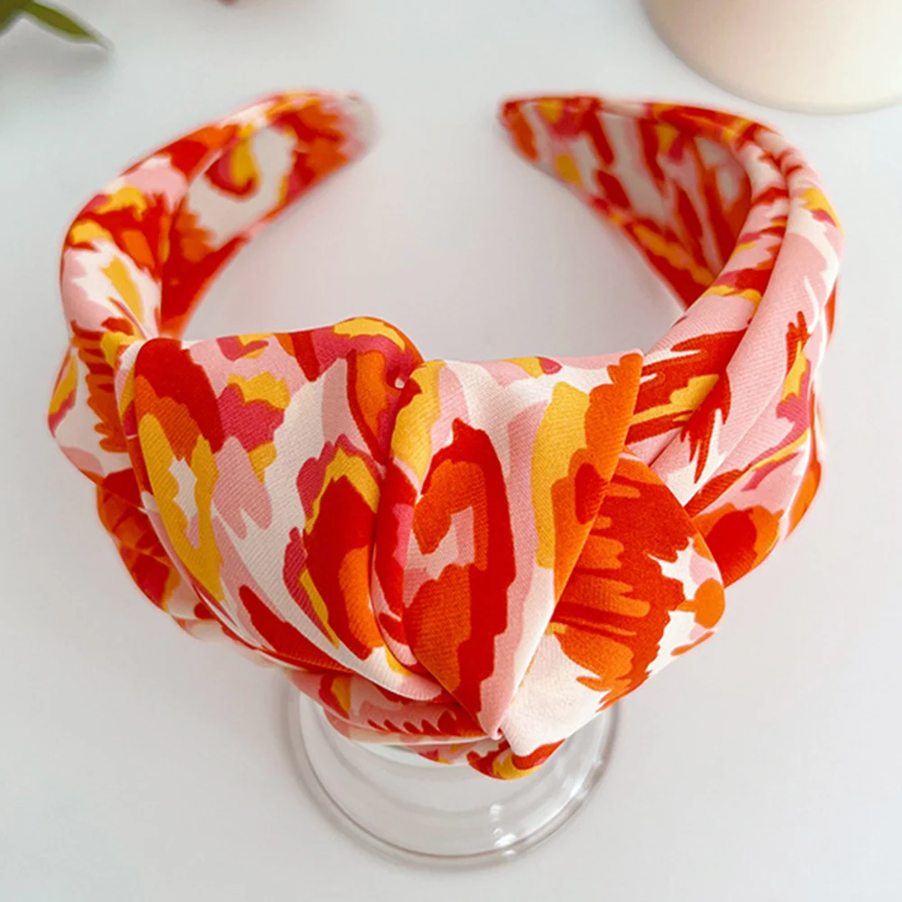 موضة سميكة ليوبارد طباعة بولي Leather الجلود معقود هيرباند المرأة الفتيات عصابة رأس الشعر هوب إكسسوارات الشعر ماكياج واسعة أغطية الرأس #5