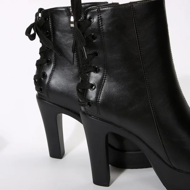 Women's High Heeled Boots Fashion Pointe Ankle Boots High Quality Casual Leather Boots Temperament High Heeled Platform Booties